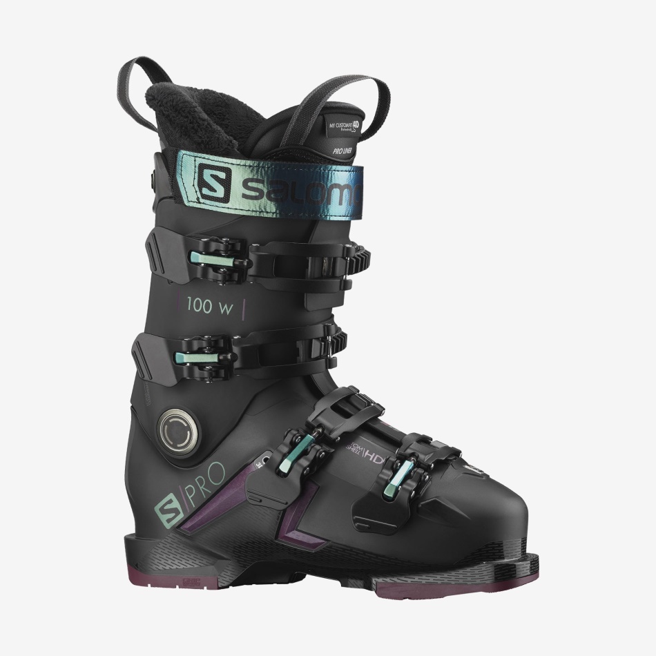 S/PRO 100 Chaussures de ski de piste F Black-Burgandy-Green-blue