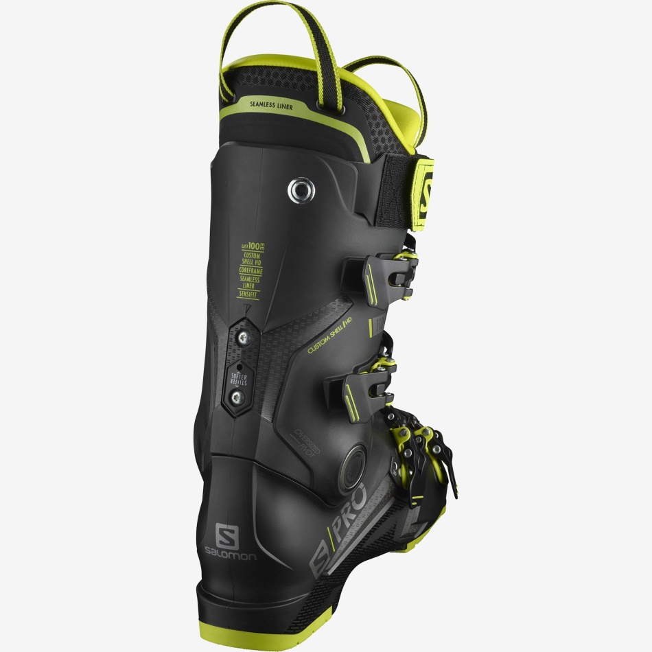 S/PRO 110 Chaussures de ski de piste H Black-Acid Green-Dark Silver