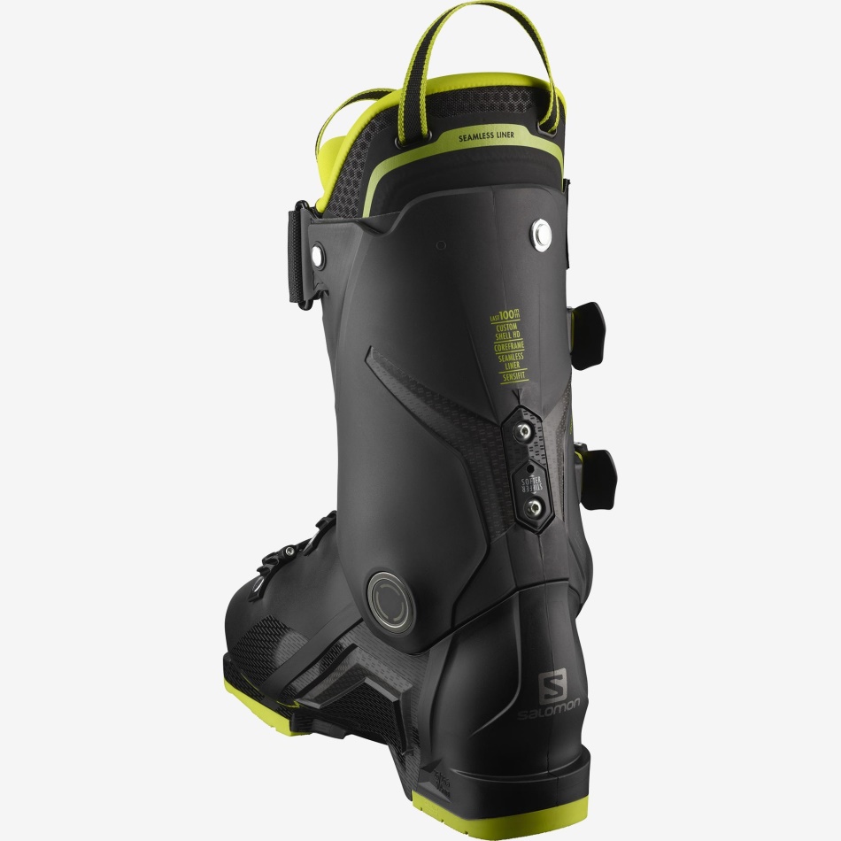 S/PRO 110 Chaussures de ski de piste H Black-Acid Green-Dark Silver