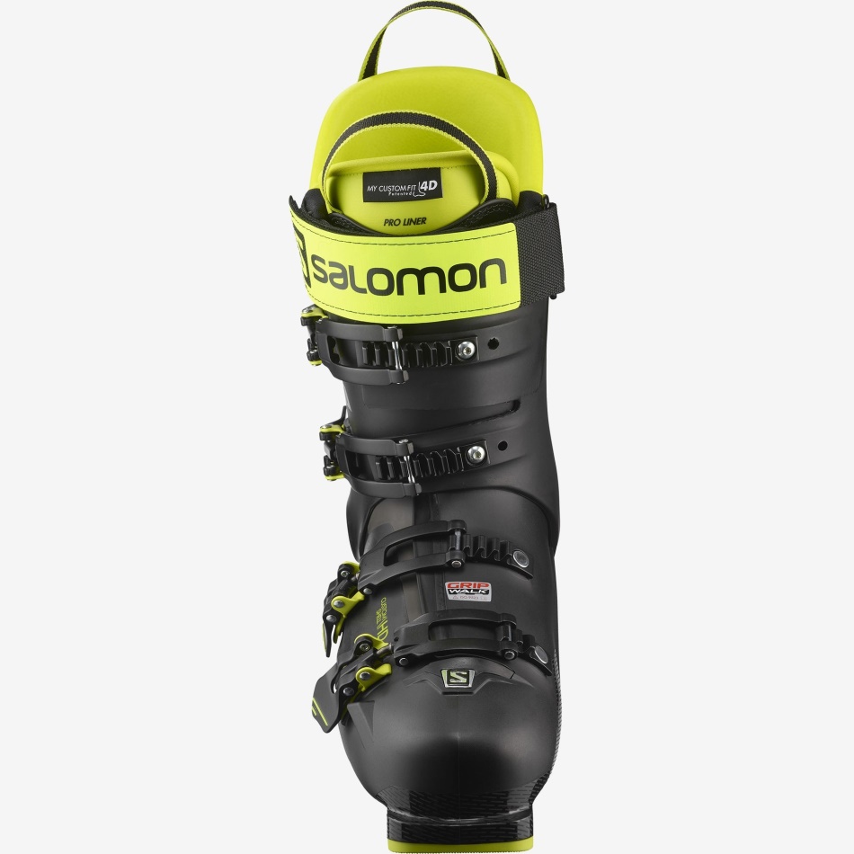 S/PRO 110 Chaussures de ski de piste H Black-Acid Green-Dark Silver