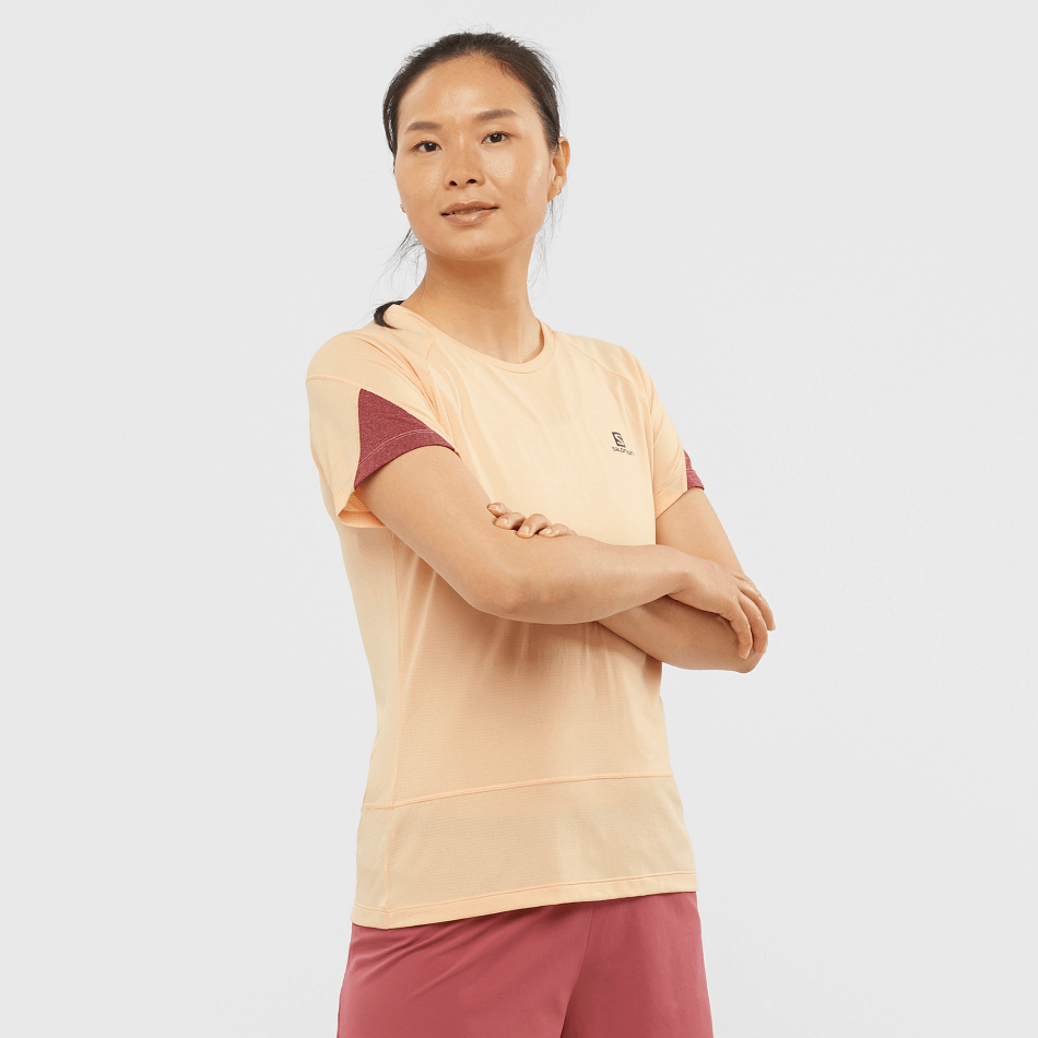 CROSS RUN T-shirt à manches courtes F APRICOT ICE-Heather-CABERNET