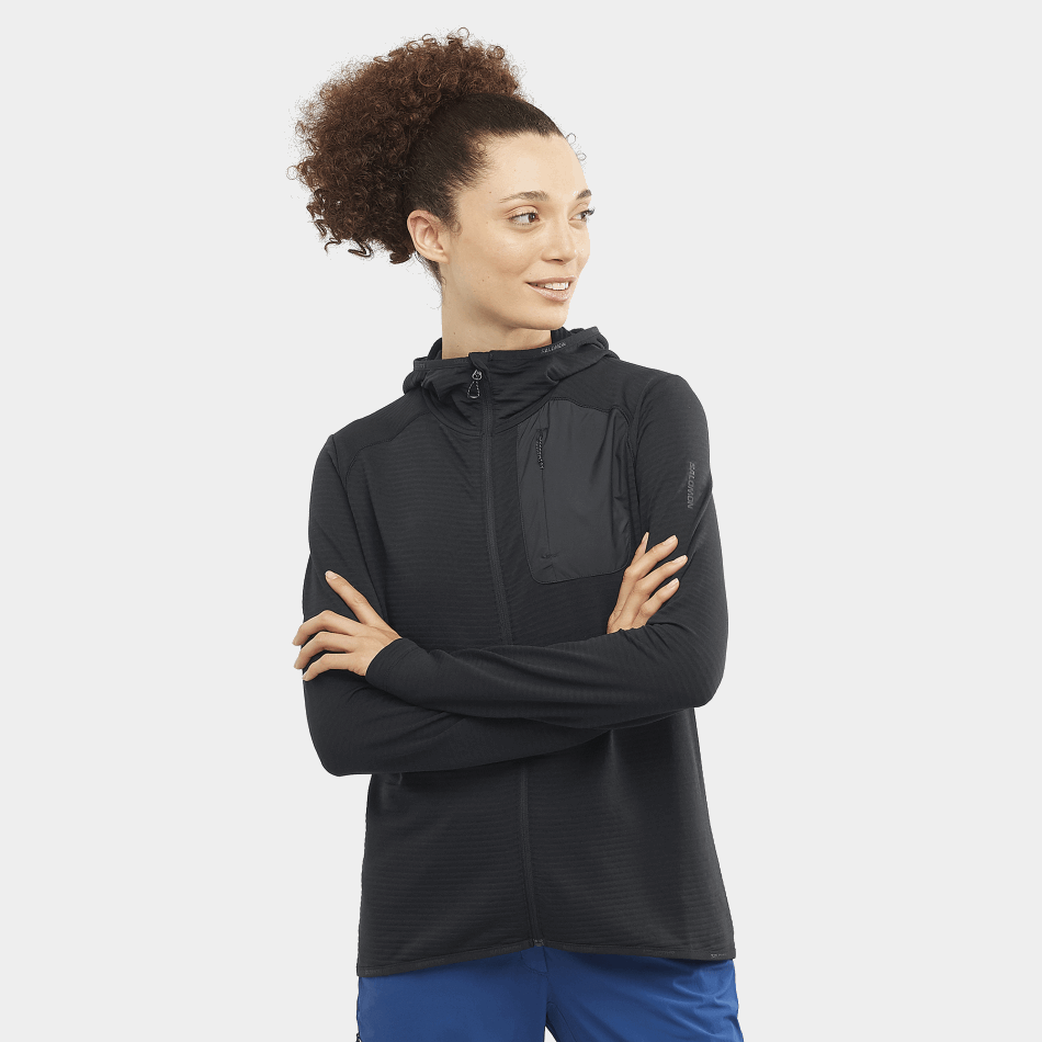 ESSENTIAL LIGHTWARM HOODED Couche intermédiaire à capuche F DEEP BLACK