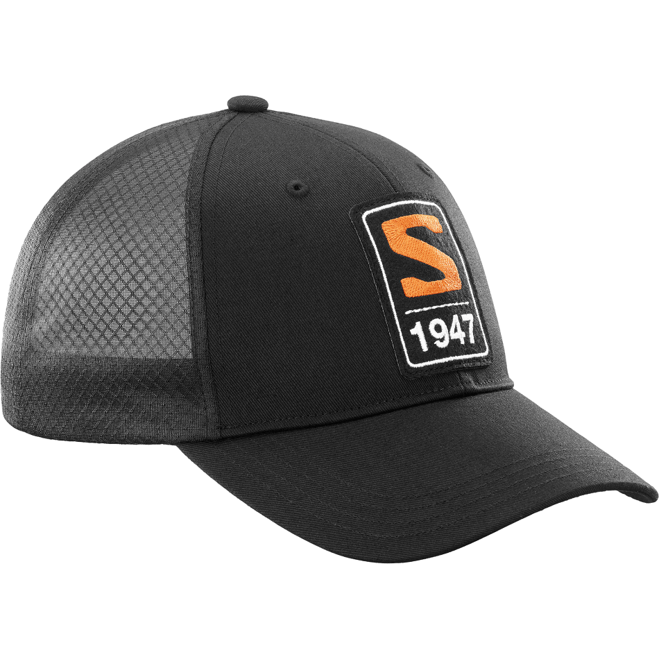 TRUCKER Casquette à visière incurvée U DEEP BLACK-RED ORANGE
